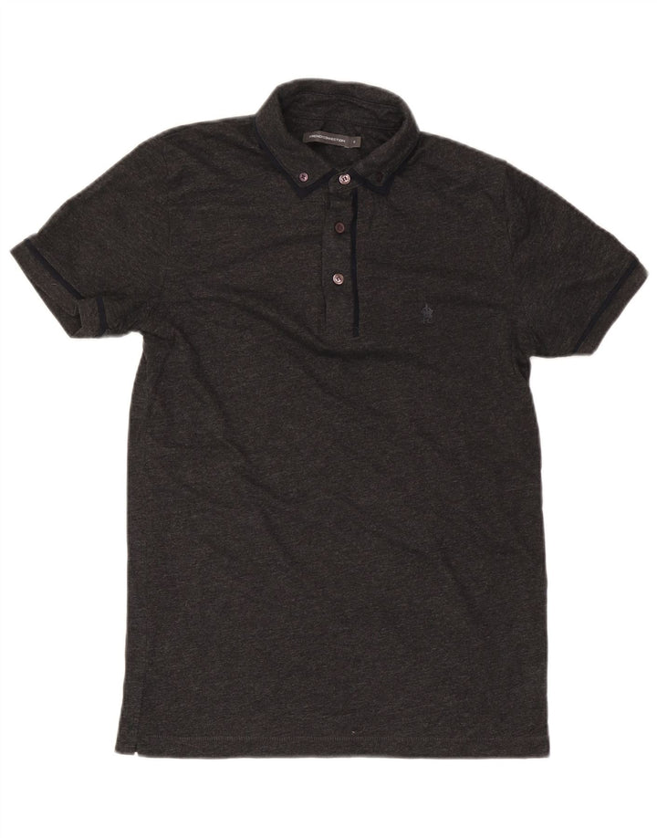 French Connection Herren-Poloshirt, klein, grau gesprenkelte Baumwolle