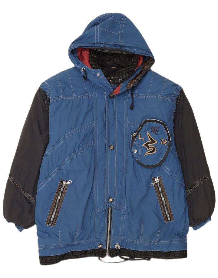 Magic Venture Herren-Skijacke mit grafischer Kapuze, 2XL, blaues Colourblock-Polyamid