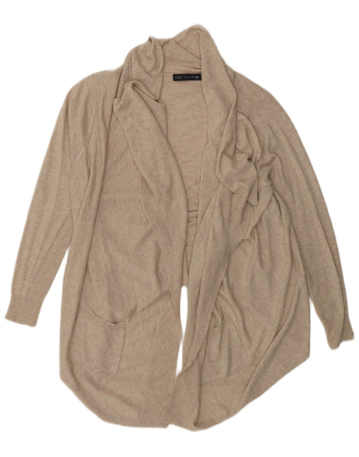 Marks & Spencer Damen Übergroßer offener Cardigan-Pullover UK 10 Small Beige