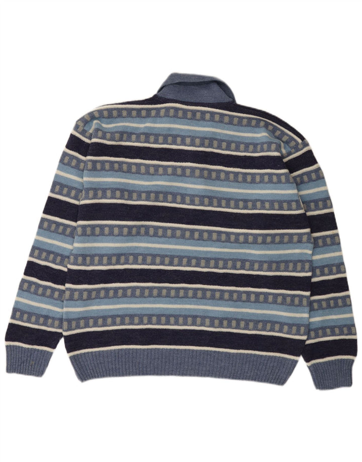 Kappa Herren-Pullover mit Rollkragen, groß, blau gestreift, Wolle