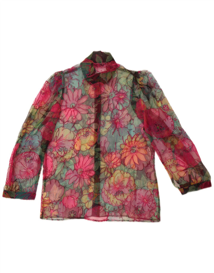 VINTAGE Womens 3/4 Sleeve Shirt Blouse EU 38 Medium Multicoloured Floral