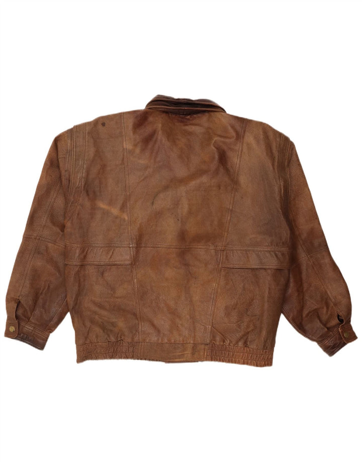Vintage Herren Lederjacke UK 44 2XL Braunes Leder