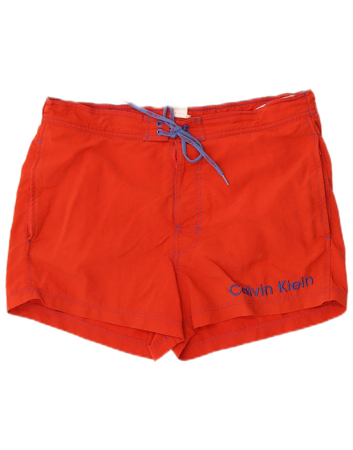 Calvin Klein Herren-Badeshorts mit Grafik, groß, rotes Polyester
