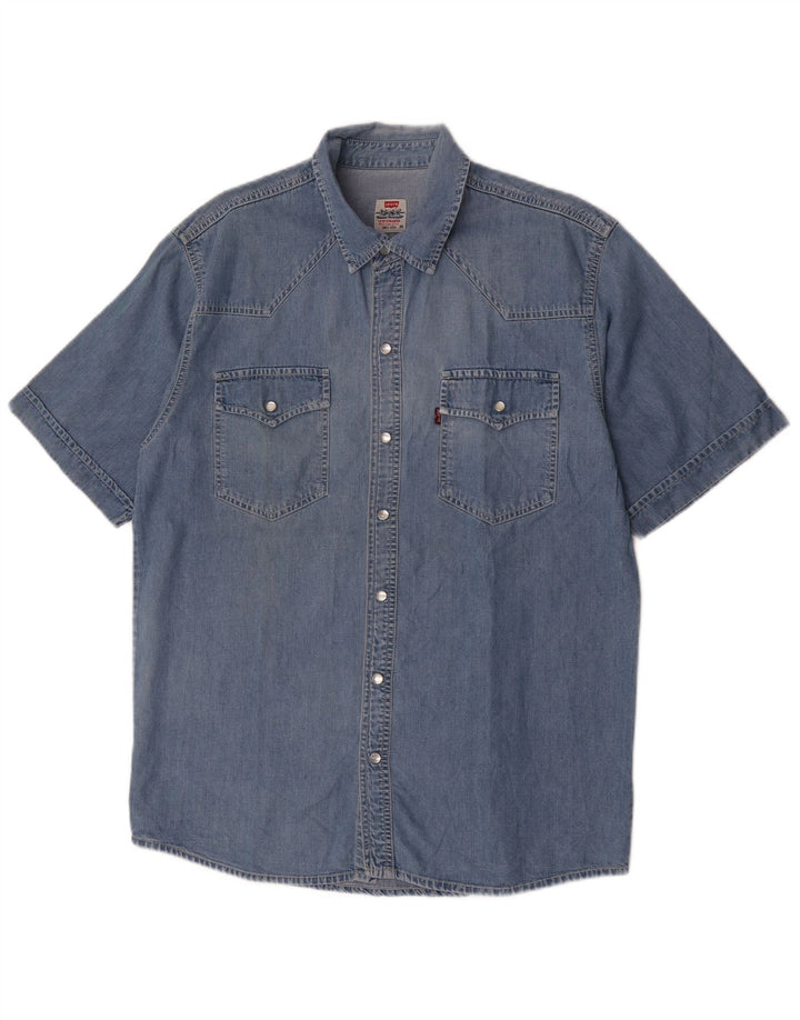 Levi's Herren Kurzarm-Jeanshemd Mittelblau
