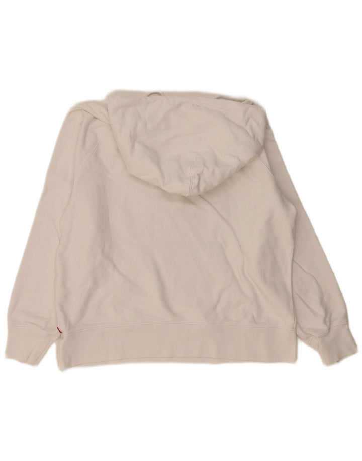 LEVI'S Damen-Pullover mit übergroßem grafischem Kapuzenpullover, UK 14, mittelweiße Baumwolle