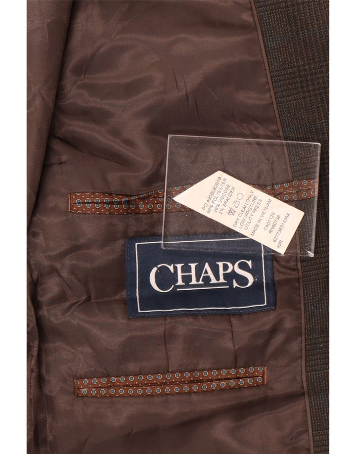 Chaps Herren-Blazer mit 2 Knöpfen, UK 40, groß, braun kariert, Polyester