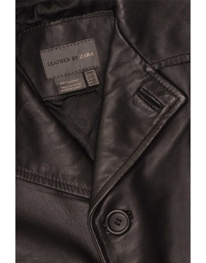 Zara Herren Ledermantel UK 42 XL Schwarz