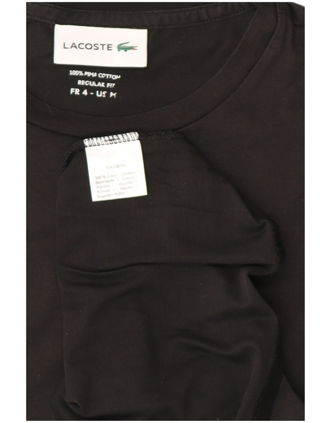 Lacoste Herren-T-Shirt mit normaler Passform, Größe 4, mittelschwarz, Baumwolle