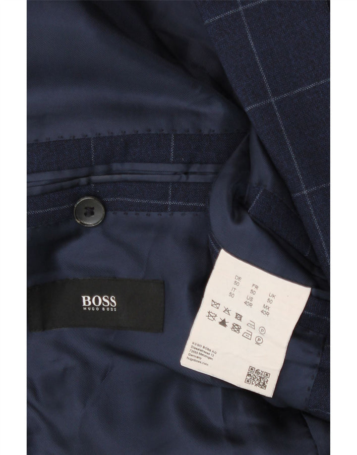 Hugo Boss Herren-Blazer mit 2 Knöpfen, EU 50, groß, marineblau kariert
