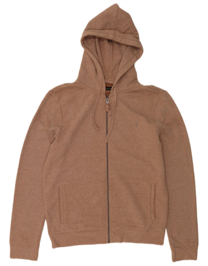 All Saints Herren-Kapuzenpullover mit Reißverschluss, groß, braune Baumwolle