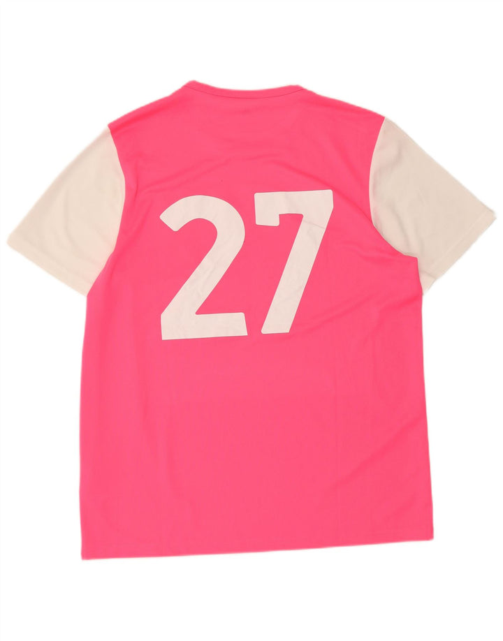 ADIDAS Herren Climalite Graphic T-Shirt Top Large Pink Colourblock Polyester