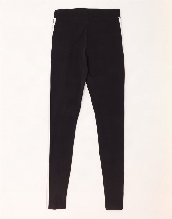 Adidas Damen Leggings UK 8 Small Schwarz Baumwolle