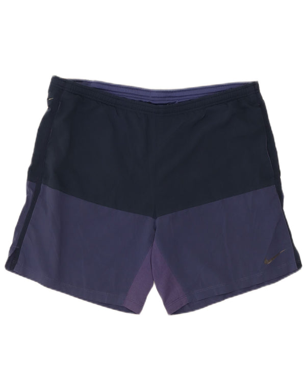 Nike Herren-Dri-Fit-Sportshorts, Mittelgroßes Marineblau-Farbblock-Polyester