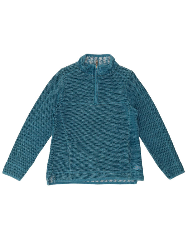 WEIRD FISH Damen-Sweatshirt mit Reißverschluss am Hals, UK 12, mittelblaue Baumwolle