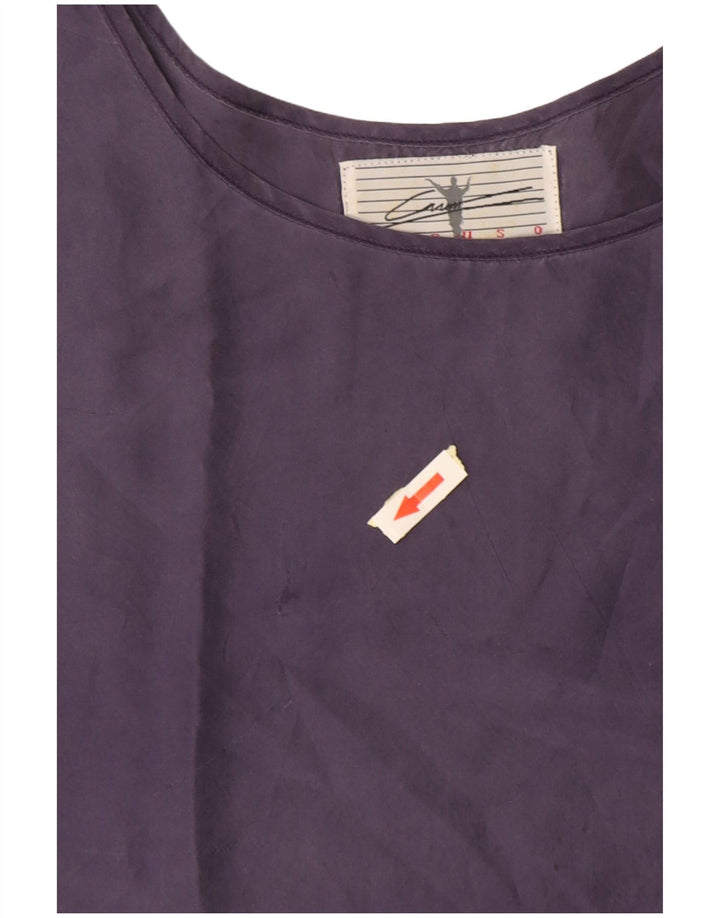 Caruso Damen ärmelloses Blusenoberteil UK 14 Medium Navy Blue Silk