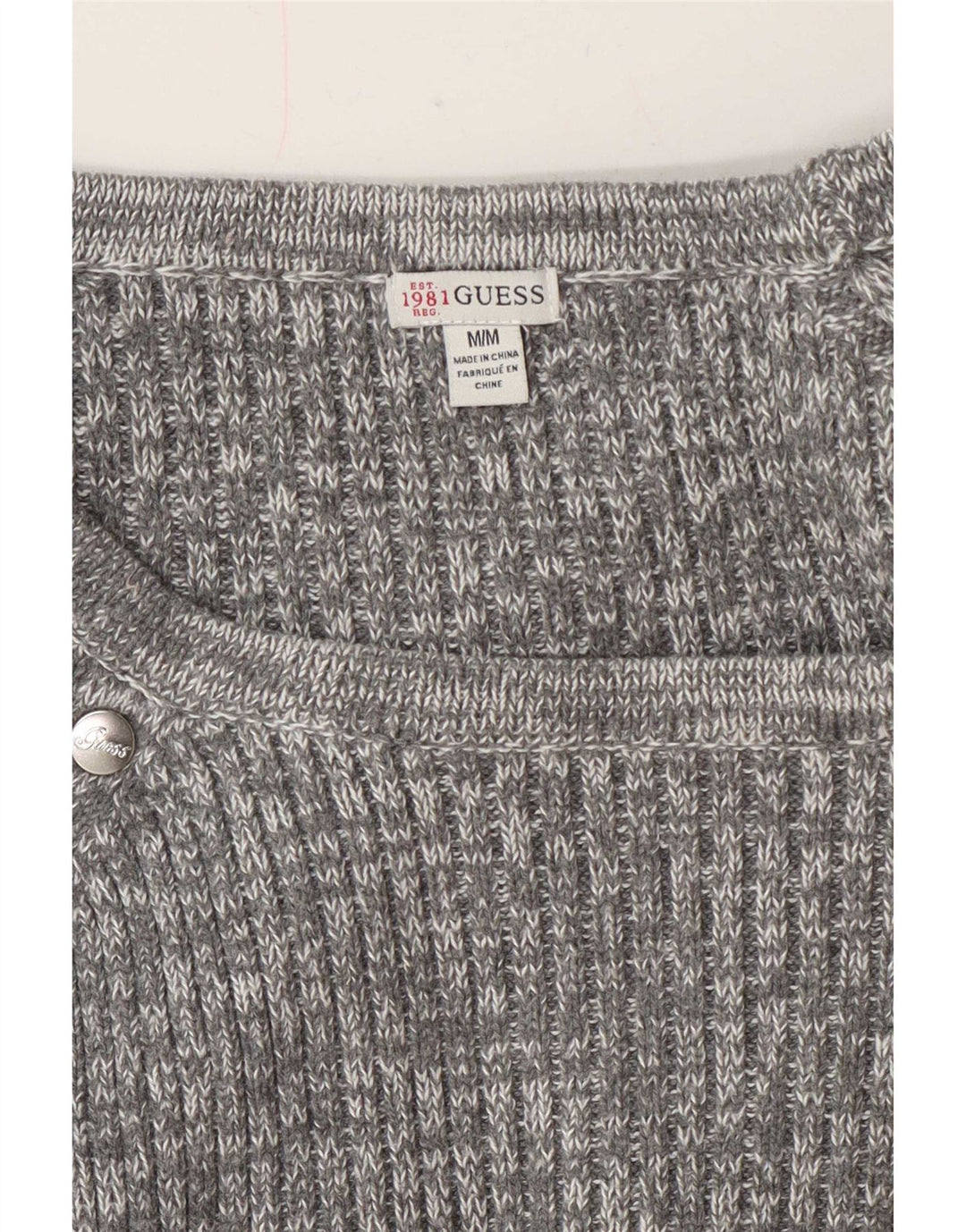 Guess Damen-Pullover mit U-Boot-Ausschnitt, UK 14, Mittelgrau meliert