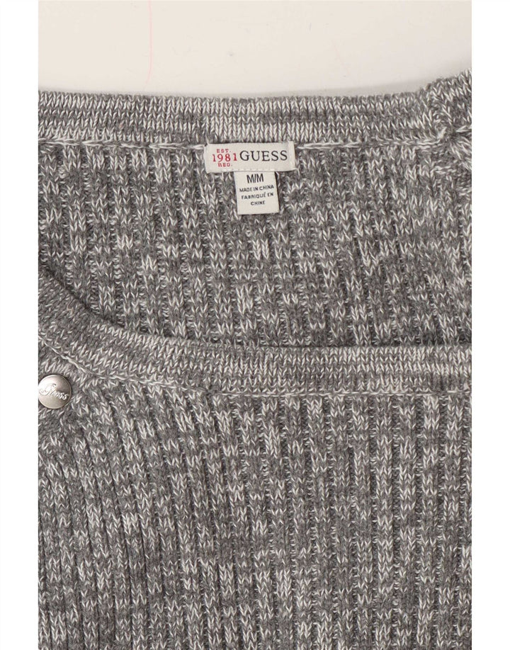 Guess Damen-Pullover mit U-Boot-Ausschnitt, UK 14, Mittelgrau meliert