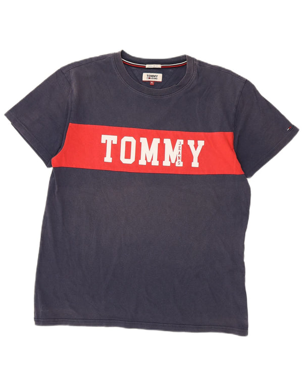 Tommy Hilfiger Herren-T-Shirt mit Grafik, XL, Marineblau, Farbblock