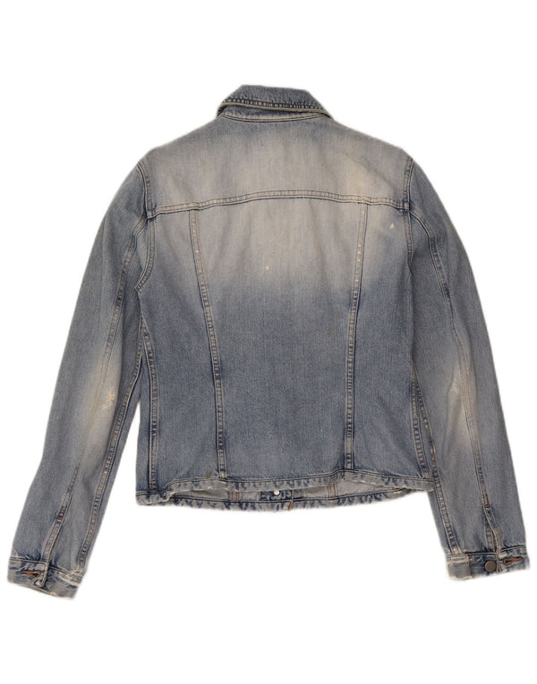 Benetton Damen Jeansjacke UK 12 Mittelblaue Baumwolle