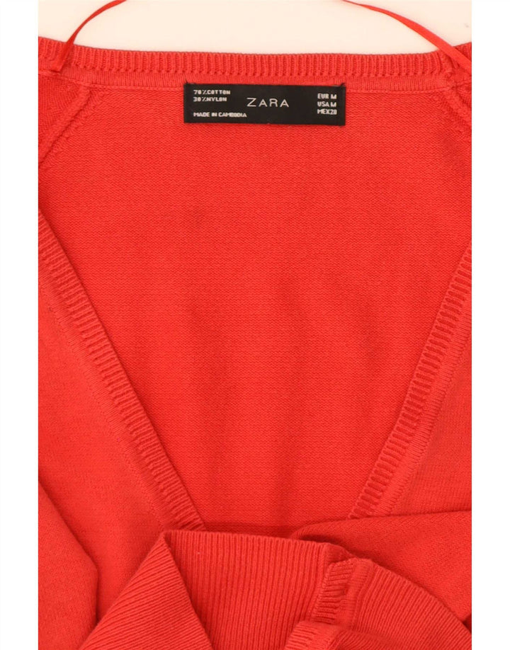 Zara Damen-Cardigan-Pullover UK 12 Mittelrote Baumwolle
