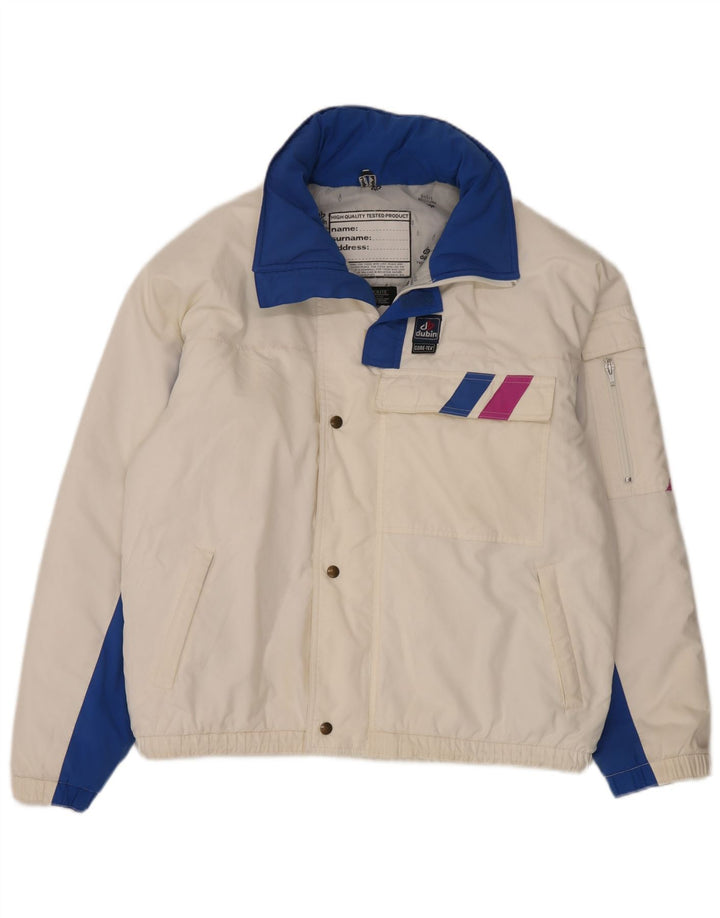 Wattierte Herrenjacke mit Kapuze von Dubin, IT 50, groß, weißes Farbblock-Polyester