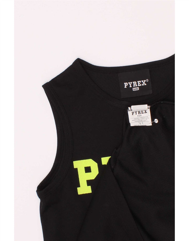 Pyrex Jungen-Top mit Grafik, 10–11 Jahre, Größe S, schwarzes Polyester