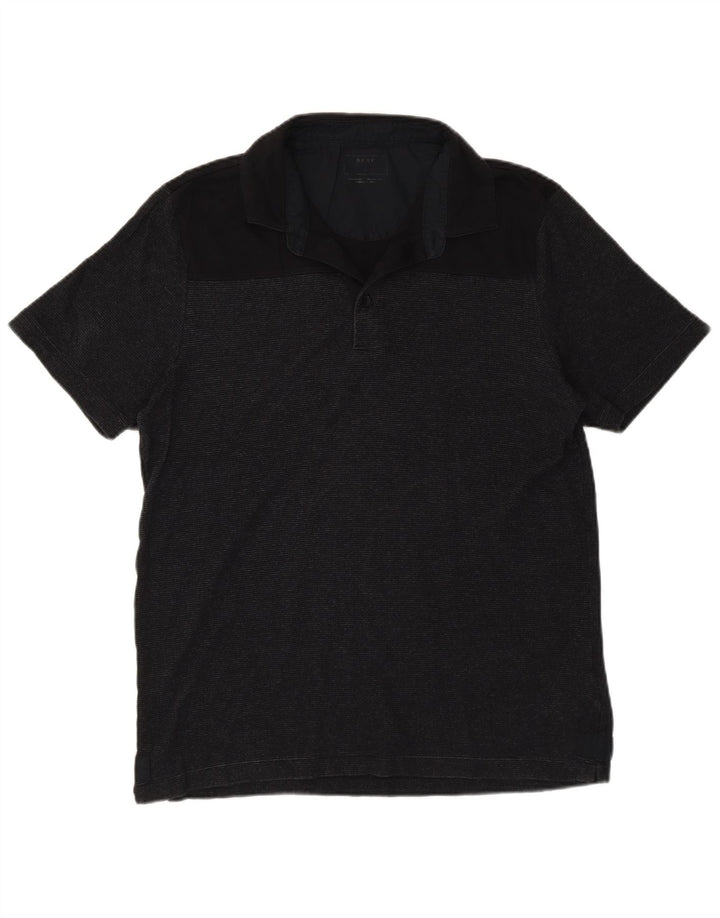 Dkny Herren-Poloshirt aus mittelschwarzer Nadelstreifen-Baumwolle