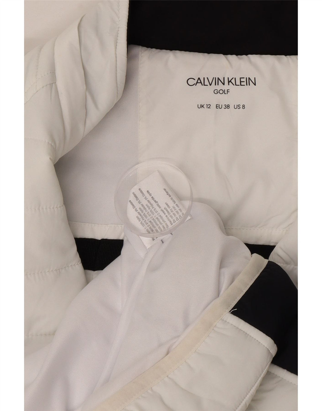Calvin Klein Womens Golf Wattierte Jacke UK 12 Mittelweiß Farbblock