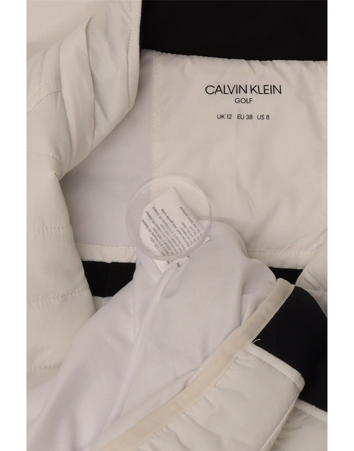 Calvin Klein Womens Golf Wattierte Jacke UK 12 Mittelweiß Farbblock