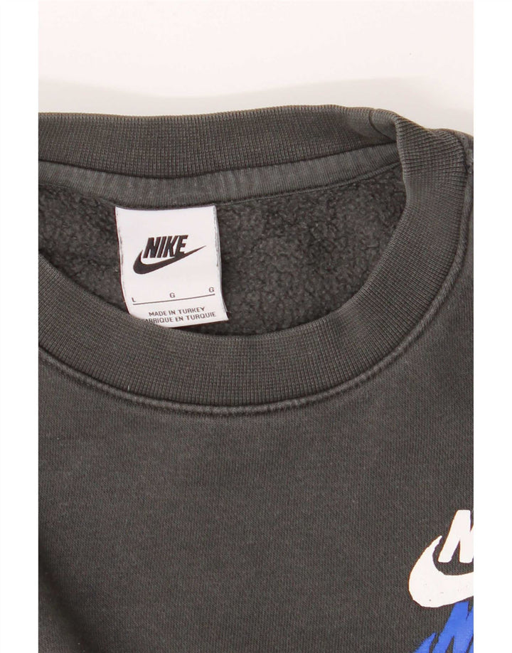 Nike Herren-Sweatshirt mit Grafik, groß, graue Baumwolle