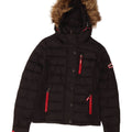Superdry Wattierte Damenjacke mit Kapuze, UK 10, Größe S, Schwarz, Polyester