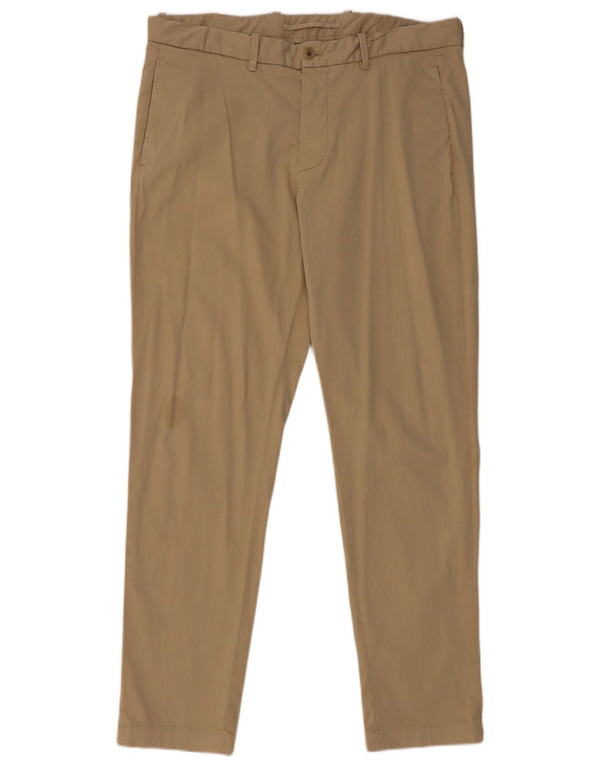 Massimo Dutti Mens Slim Chino Trousers EU 44 Large W34 L31 Beige Cotton