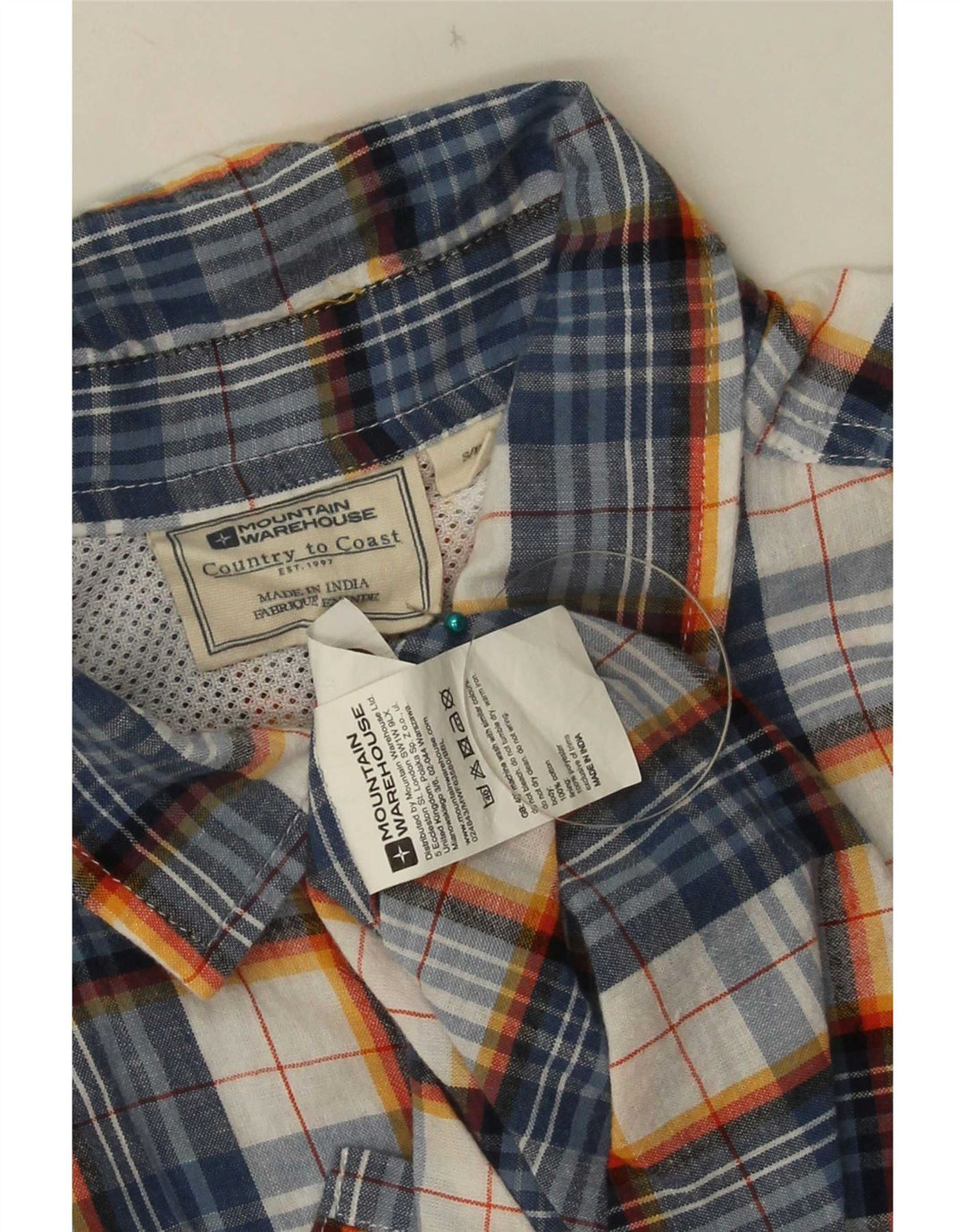 Mountain Warehouse Herren-Kurzarmhemd, klein, blau kariert, Polyester