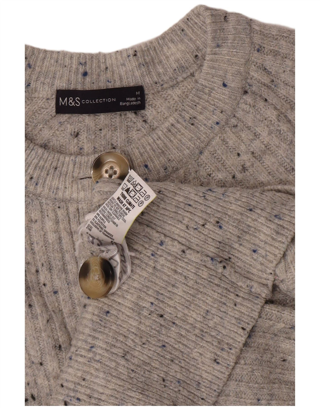 Marks & Spencer Damen Crop Cardigan Pullover UK 12 Mittelgrau meliert