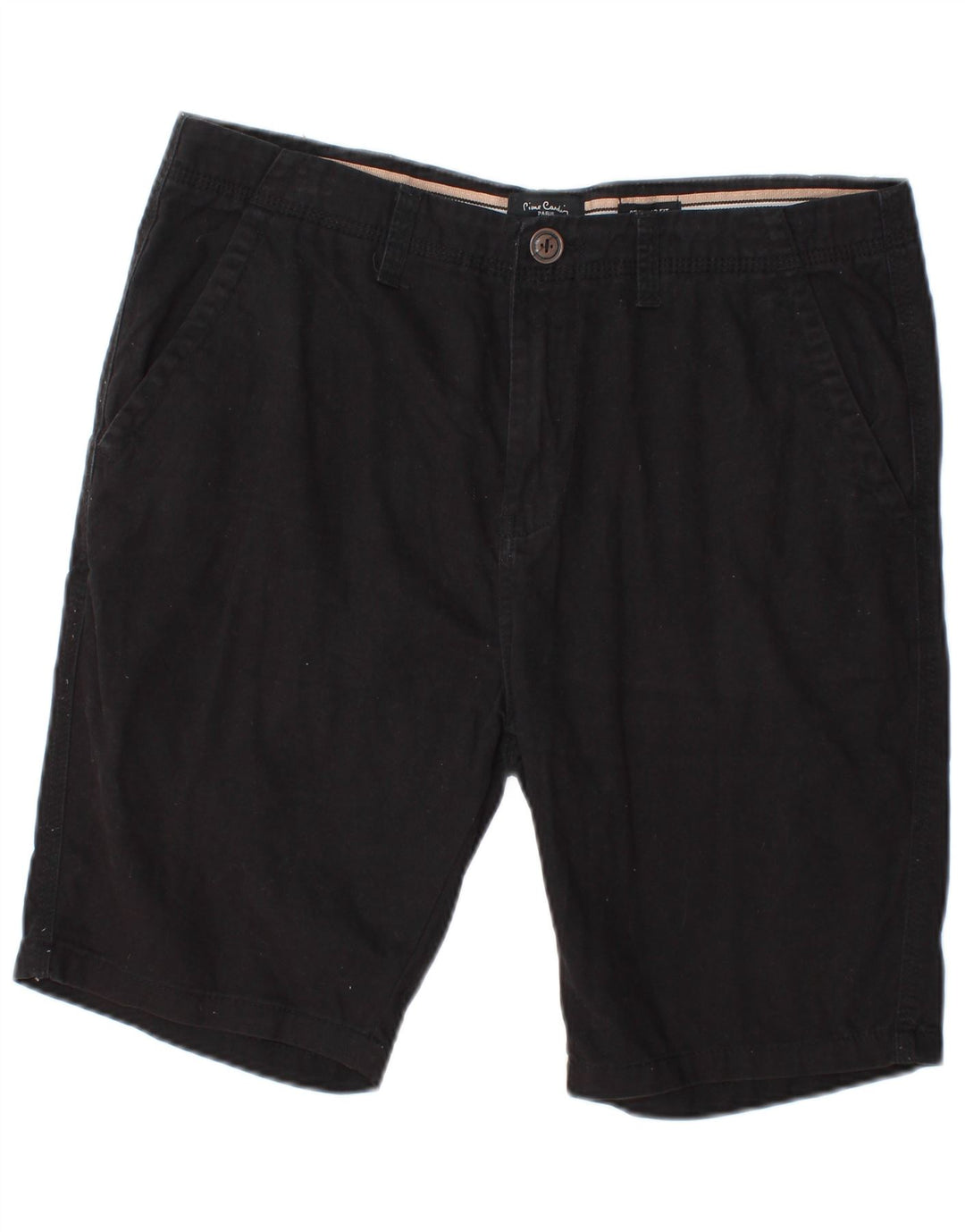 Pierre Cardin Herren-Chinoshorts mit normaler Passform, Größe M, W32, schwarze Baumwolle