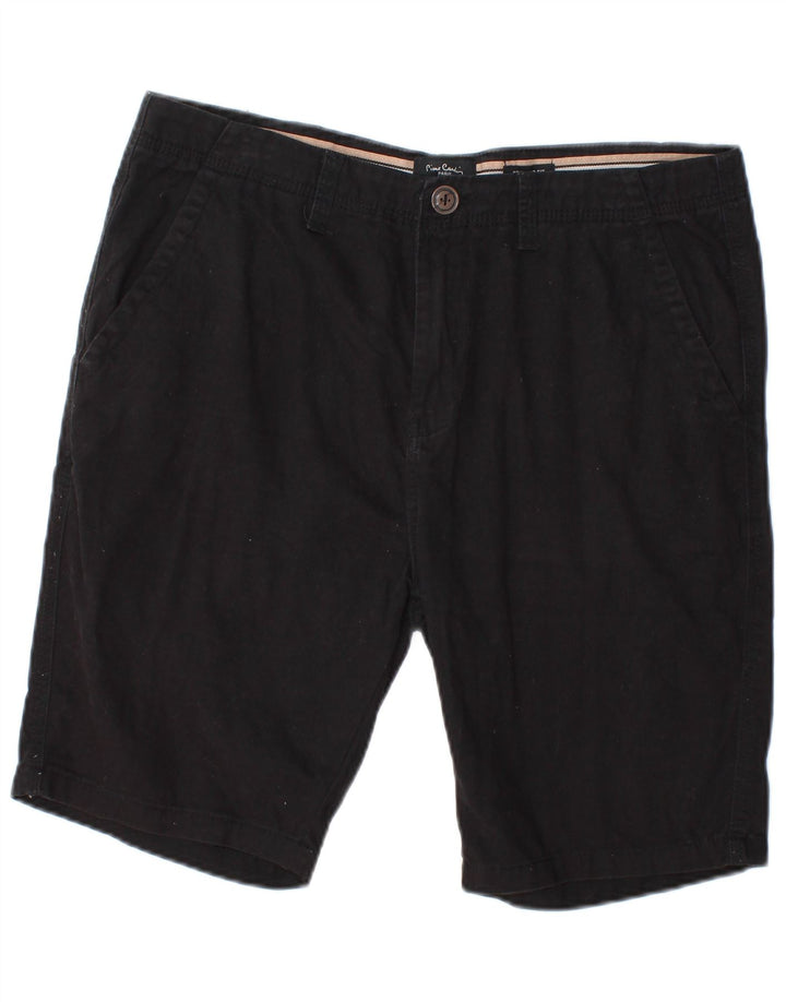 Pierre Cardin Herren-Chinoshorts mit normaler Passform, Größe M, W32, schwarze Baumwolle
