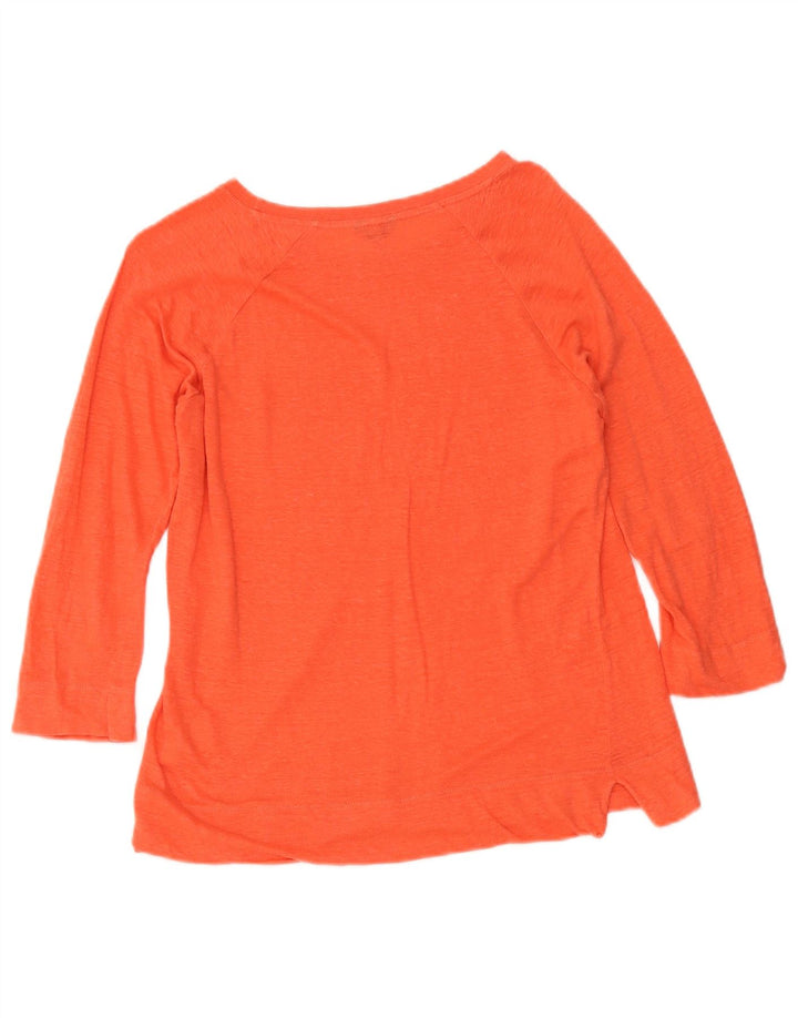 Jigsaw Damen-Top mit 3/4-Ärmeln, UK-Größe 12, Mittelorange, Leinen