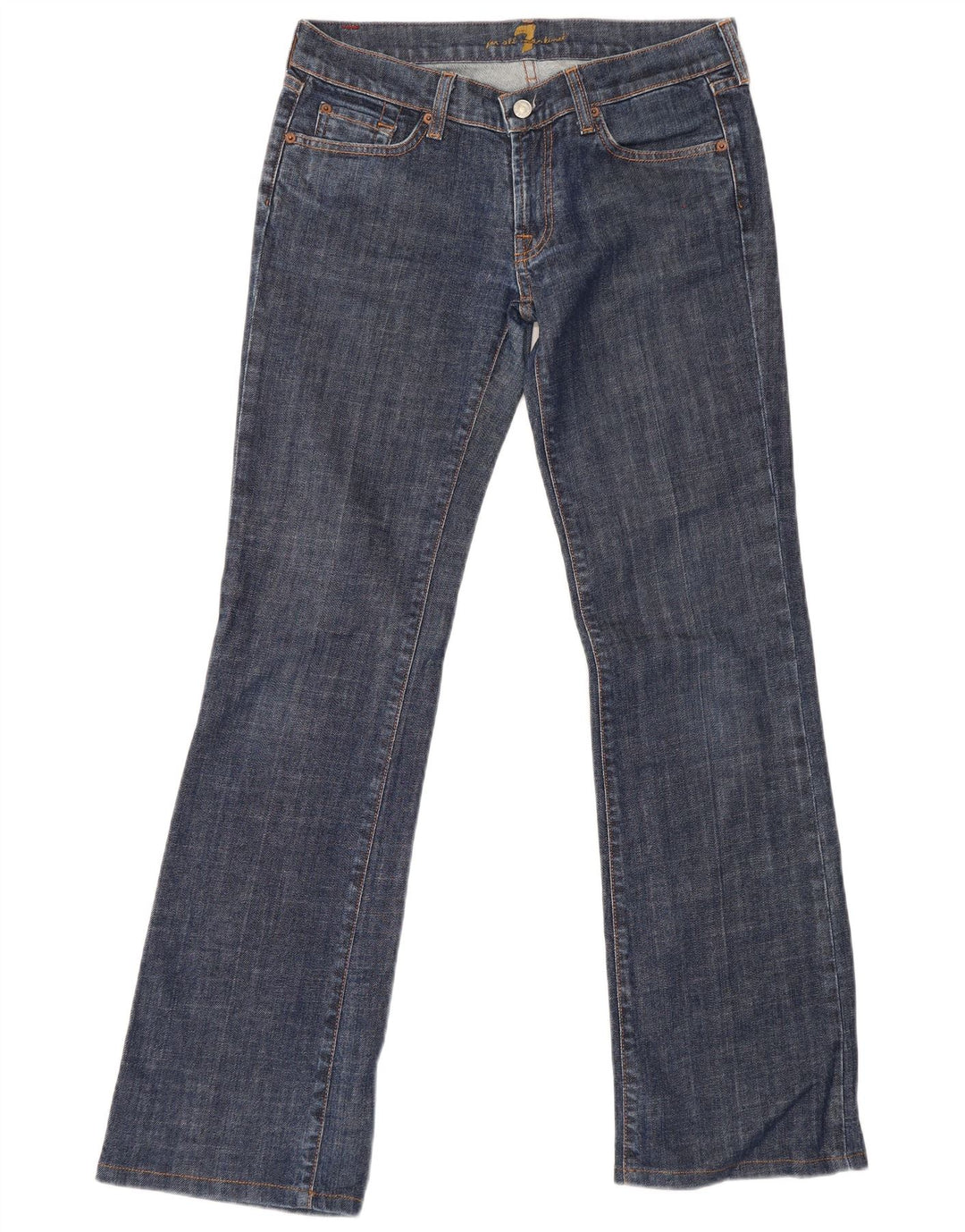 7 For All Mankind Damen Bootcut-Jeans W29 L32 Blaue Baumwolle