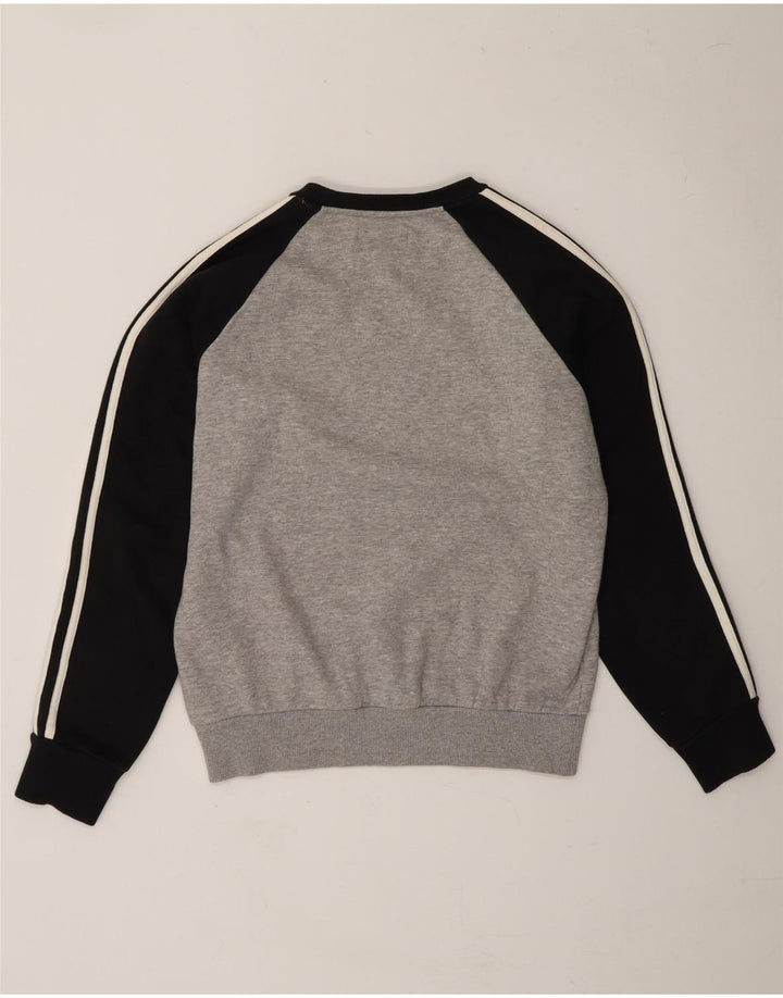 ADIDAS Womens Graphic Sweatshirt Jumper UK 14 Medium Grey Colourblock