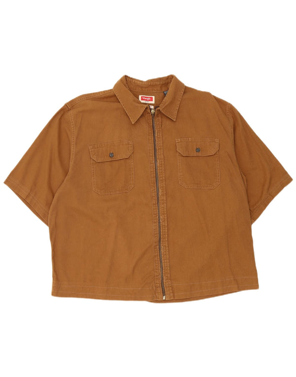 Wrangler Herren Kurzarmhemd XL Braun Baumwolle
