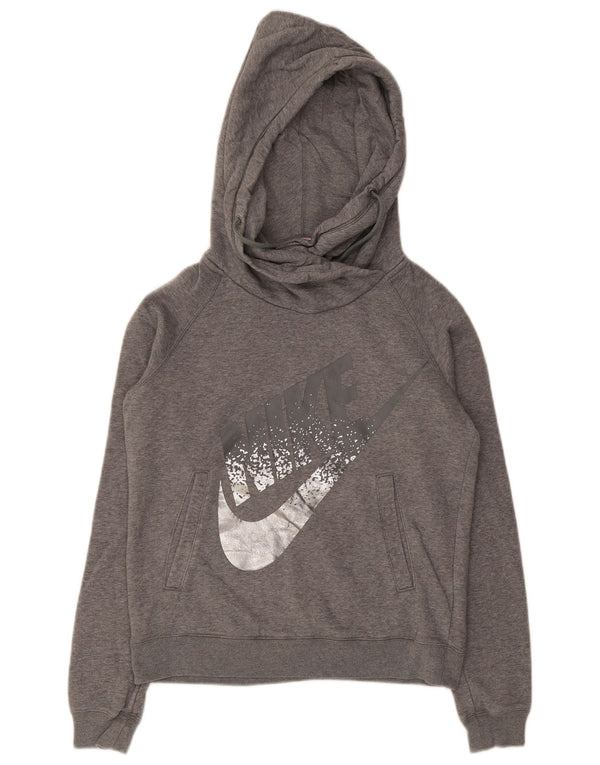 Nike Womens Graphic Hoodie Pullover UK 10 Small Graue Baumwolle