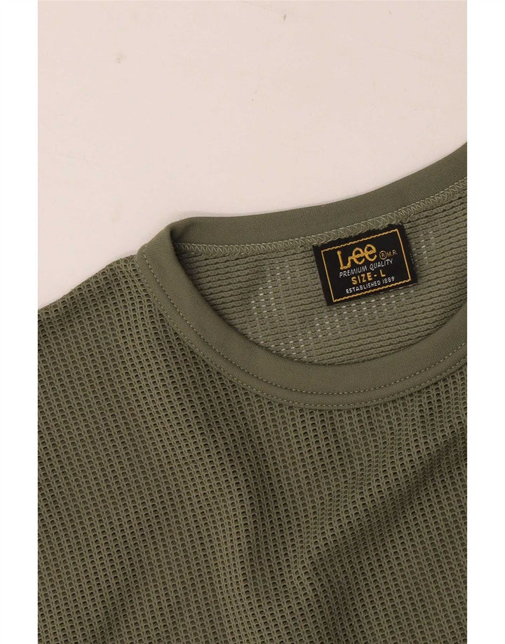 Lee Durchsichtiges T-Shirt-Oberteil für Damen, UK 14, Größe L, Khaki