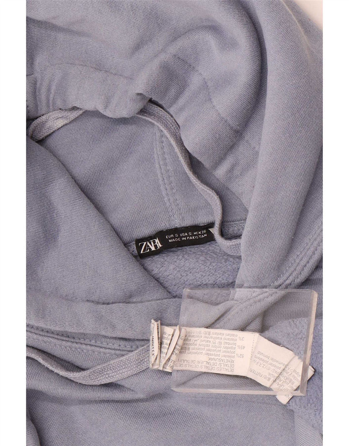 Zara Damen Übergroßer Kapuzenpullover UK 10 Small Blau Polyester