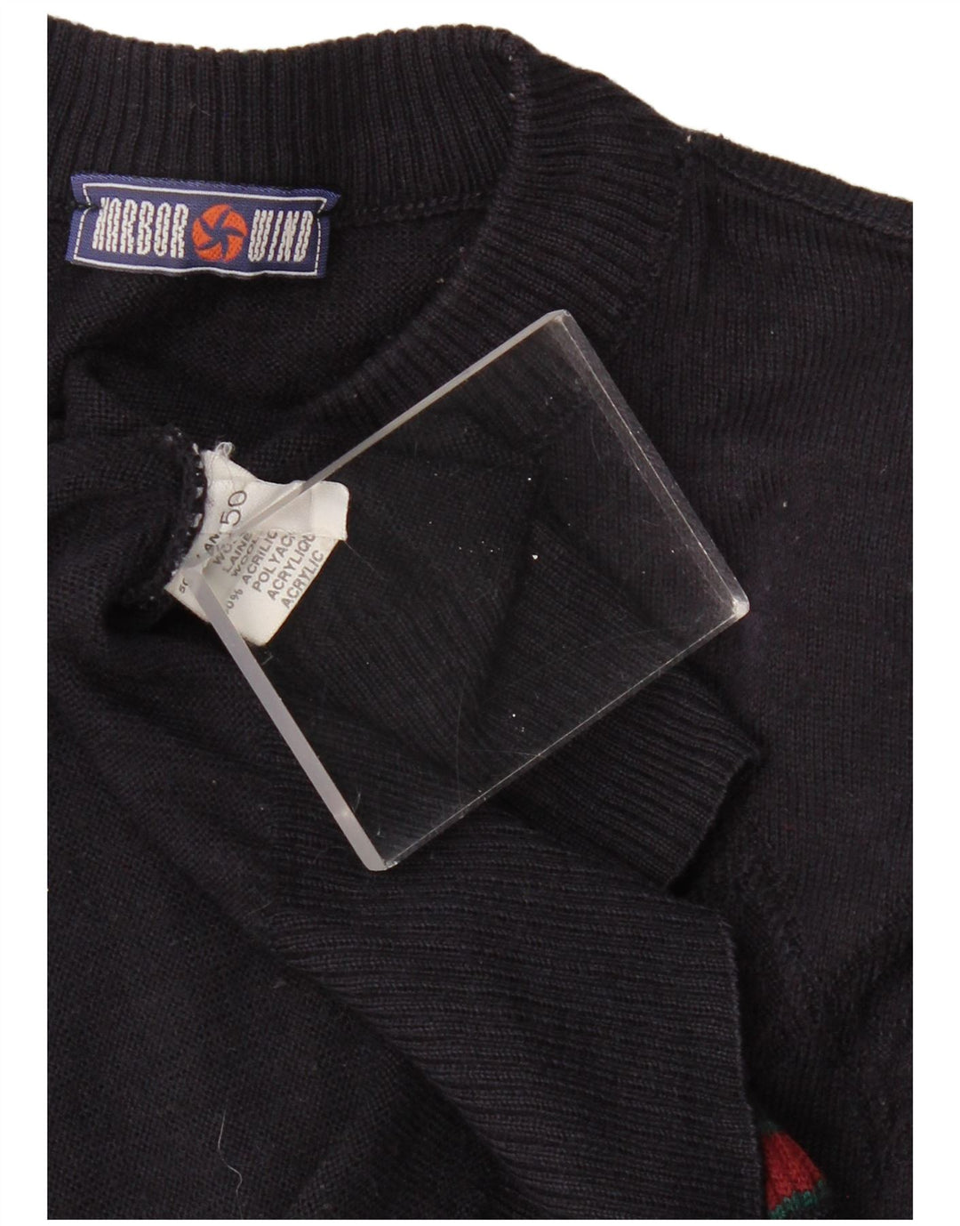 VINTAGE Herren-Pullover mit Rollkragen, Größe 50, groß, marineblau, geometrisch