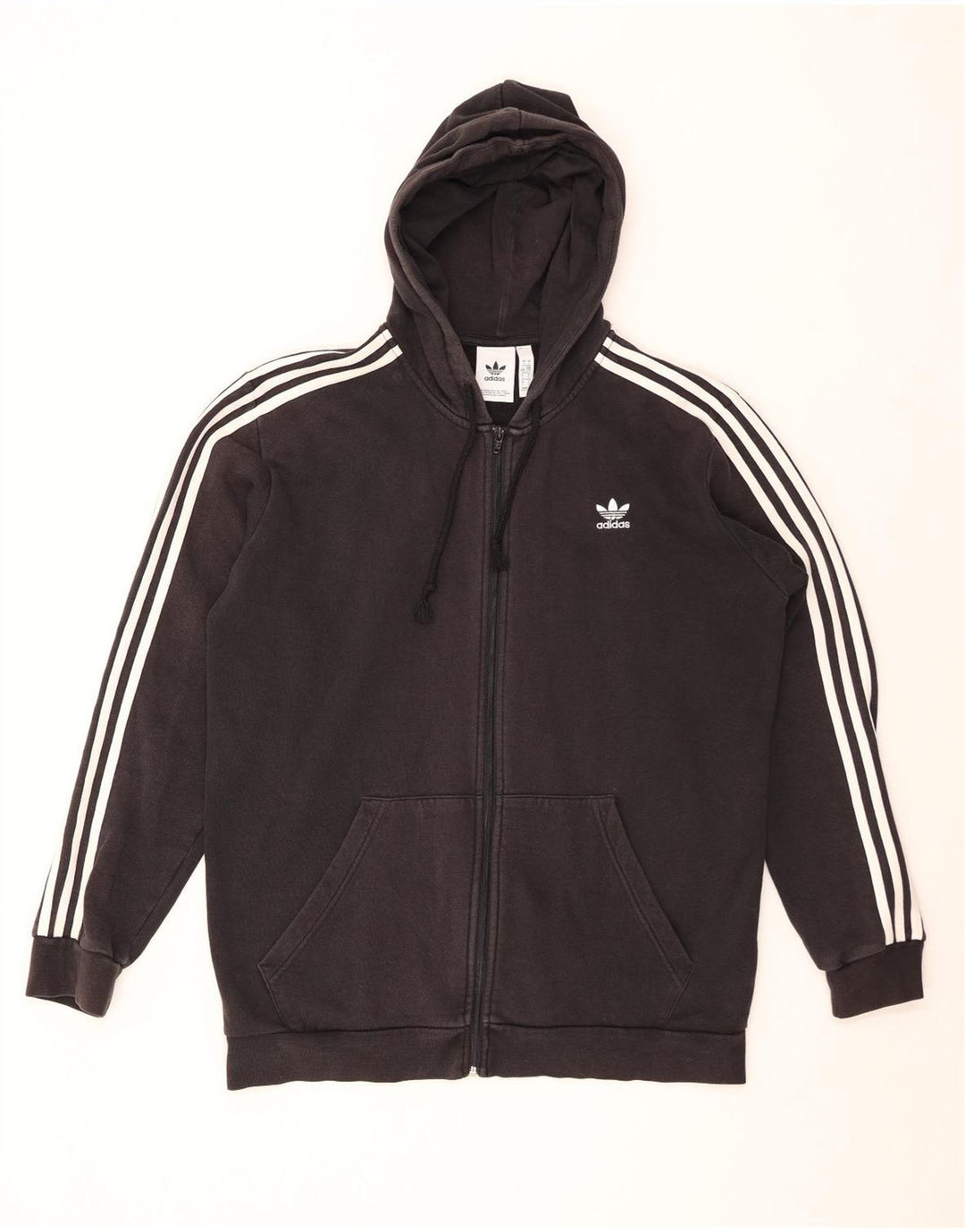ADIDAS Herren-Kapuzenpullover mit Reißverschluss, groß, schwarze Baumwolle