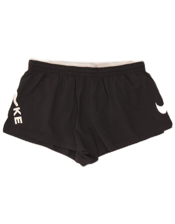 Nike Damen Dri Fit Graphic Sport Shorts UK 12 Medium Schwarz Polyester