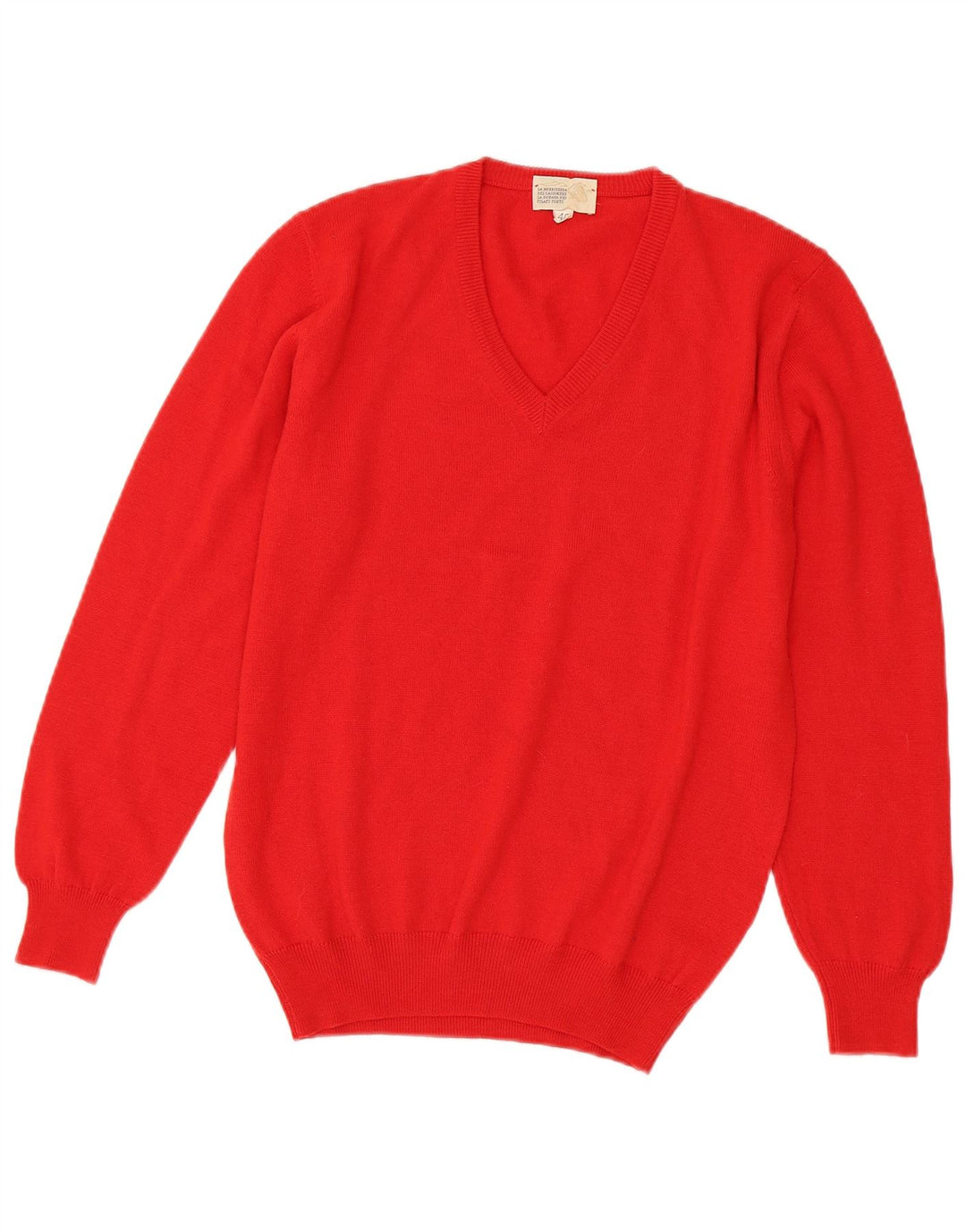 Vintage Damen Pullover mit V-Ausschnitt IT 46 Großes rotes Acryl
