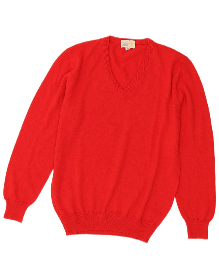 Vintage Damen Pullover mit V-Ausschnitt IT 46 Großes rotes Acryl