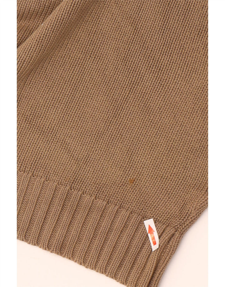 Zara Herren-Pullover mit V-Ausschnitt aus mittelbrauner Baumwolle