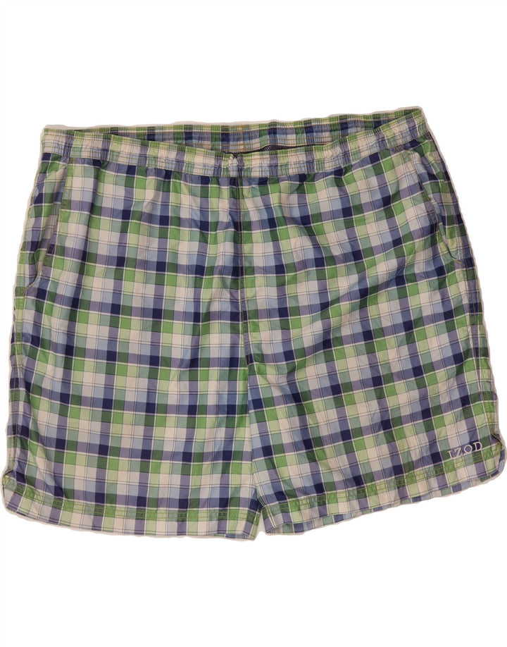 IZOD Mens Sport Shorts 2XL Green Check Polyester Vintage Izod and Second-Hand Izod from Messina Hembry 